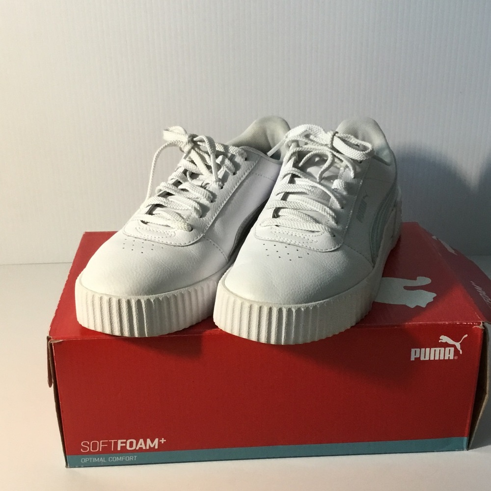 Puma White Leather Platform Lace-Up Sneakers - Picture 2 of 4